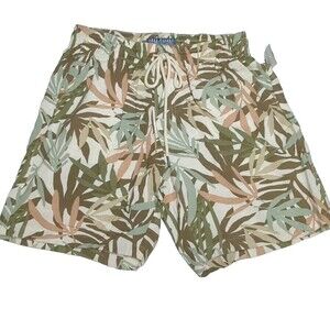 NEW Free Planet Linen  Shorts Men Medium Botanical Earth Tones Linen Blend M